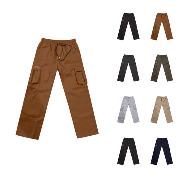 Cargo Pants for Men 2025 Lightweight Casual Elastic Waist Drawstring Work Pants with Pockets Mens Trousers