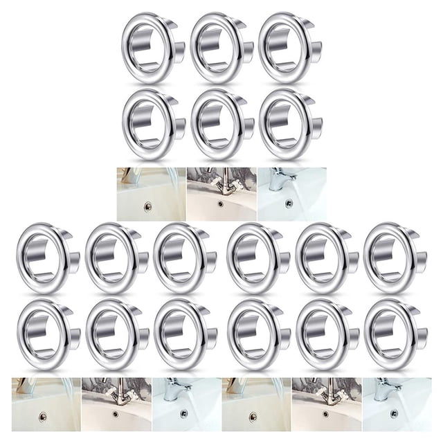 Yuarrent 6Pcs Overflow Cover Sturdy Easy Installation Household Sink Tidy Spares Home Insert Caps Accessories Plastic Basin Round Type1