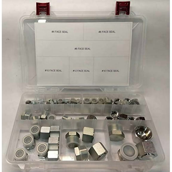 ORFS O-Ring FACE Seal 64 Piece Plug & Cap Kit Flat Face Hydraulic Fitting Seal Set