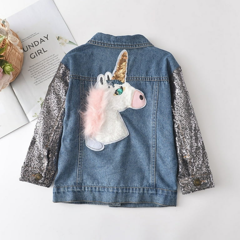 Girls unicorn jean best sale jacket