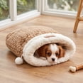 thumbnail image 2 of Winter Warm Plush Cat Sleeping Bag, 360° Wrap Cat Cave Bed Snuggle Sack, 2-in-1 Soft Fluffy Cat Hideaway Nest with Play Ball, Cozy Pet Bed for Indoor Cats, Kittens, 2 of 6