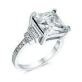 thumbnail image 2 of Bling Jewelry Womens Art Deco Style 5CTW Princess Cut CZ Statement Engagement Ring with Stepped Side Stones Sterling Silver, 2 of 5