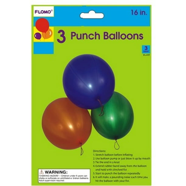 16" Punching Balloons with Rubber Band Handles (36 Units Included