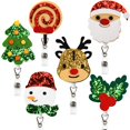 thumbnail image 1 of Soporte de carrete de insignia de fieltro navideño, 6 uds., carretes retráctiles con purpurina para insignia de enfermera, profesor, médico, escuela y oficina, 1 of 5
