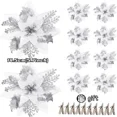 thumbnail image 3 of 10/5/1 piezas 14,5 cm flores artificiales de Navidad con purpurina decoración del árbol de Navidad adornos de Feliz Año Nuevo flores falsas de Navidad natal, 3 of 5
