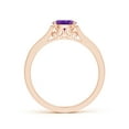thumbnail image 2 of ANGARA Natural Oval Amethyst Solitaire Ring with Diamonds in 14K Rose Gold for Women (Size-6x4mm) | February Birthstone, Birthday, Anniversary, Jewelry Gift for Women | Natural Amethyst Ring, 2 of 8