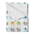 thumbnail image 2 of Cartoon Soft Flannel Fleece Throw Blanket, Elephants in Various Color Combinations Animal Fun Children Friendly Design, Cozy Plush for Indoor and Outdoor Use, 50" x 70", Multicolor, by Ambesonne, 2 of 5