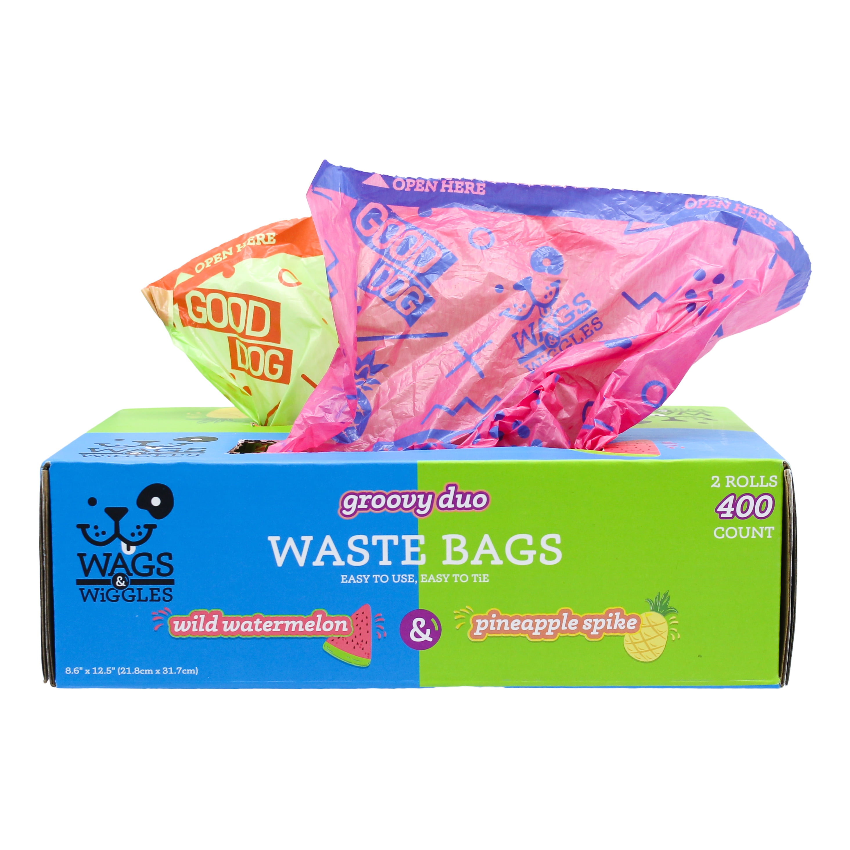 Wags & Wiggles Large Scented Dog Waste Bags, Waterlemon & Pineapple