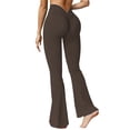 thumbnail image 2 of QIJUNTUO ​Women Wide Leg Yoga Trousers Stretch Comfort Flare Leggings High Waisted Tummy Control Dressy Athletic Work Pants​ Coffee, 2 of 9