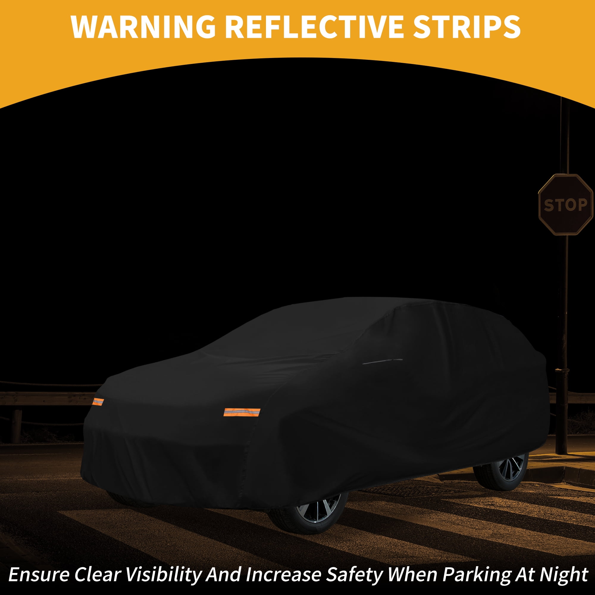 Unique Bargains 1pc Universal Waterproof Car Cover Black 200.79"x78.74"x70.87"