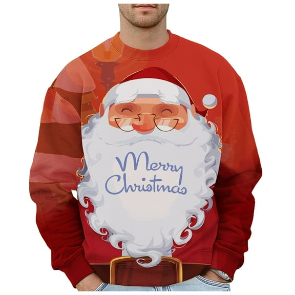 Sweatshirts for Men Winter Man Christmas Daily Casual Trend Slouchy Crew Neck Warm Hooded Sweatshirt Lightweight Long Sleeve Sweatshirt Lightweight Sweatshirts Men Ice Team Light Men's Hoodie Black S