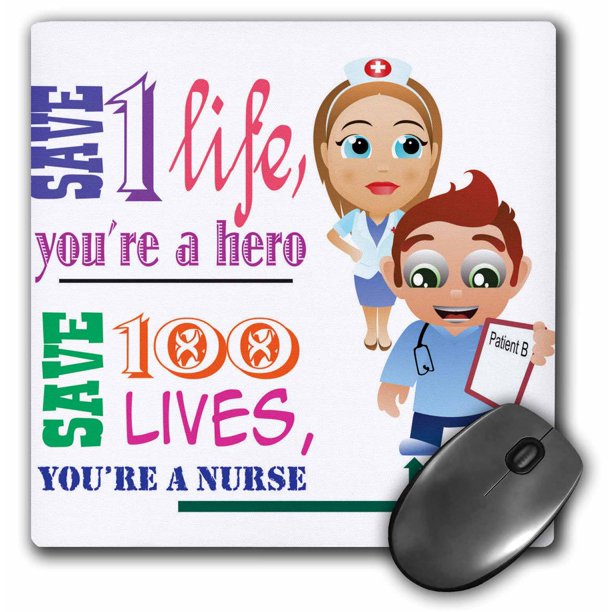 3drose Save 100 Lives You Are A Nurse Male And Female Mouse Pad 8 By 8 Inches Walmart Com