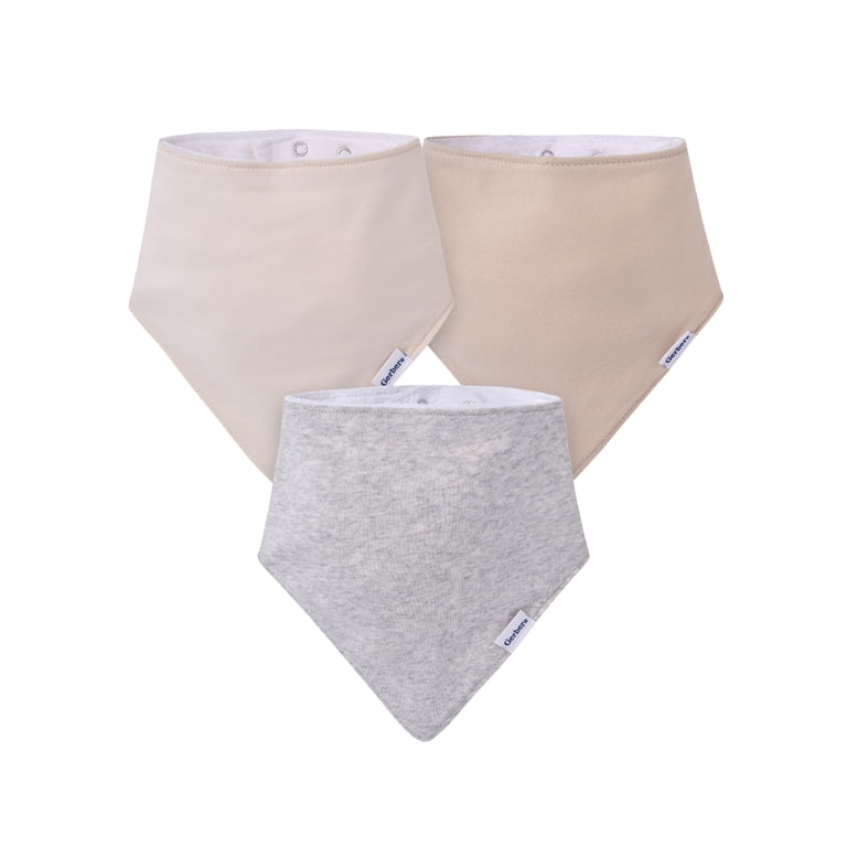 Gerber Neutral Cotton Bandana Bibs, 3-Pack photo 1