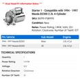 thumbnail image 2 of Starter 1 - Compatible with 1994 - 1997 Mazda B2300 2.3L 4-Cylinder 1995 1996, 2 of 2