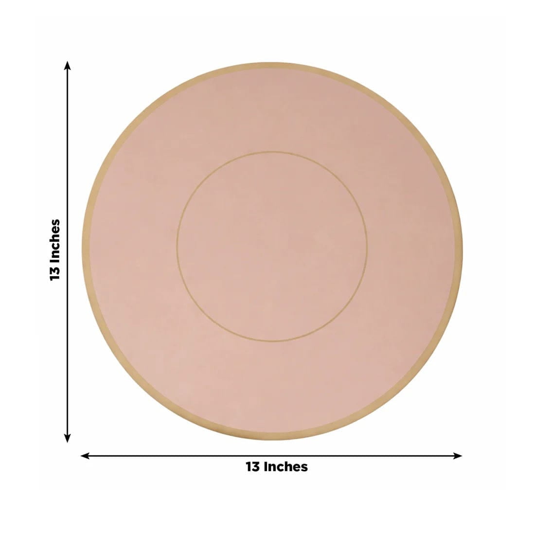 50 Dusty Rose Disposable 13 in Round Cardboard Paper Table Placemats with Gold Rim