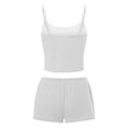 thumbnail image 6 of Argulvti Women 2 Piece Pajama Set Polyester Striped Print Crop Camisole and Elastic Shorts for Loungewear Soft Sleepwear for Nightwear, 6 of 7