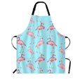 thumbnail image 1 of Beabes Delantal de chef con diseño de flamenco rosa, 27 x 31 pulgadas, diseño de pájaros rosas tropicales, animales en azul, delantales sin pelusas para barbacoa, parrilla, jardinería, cocina, con cor, 1 of 5