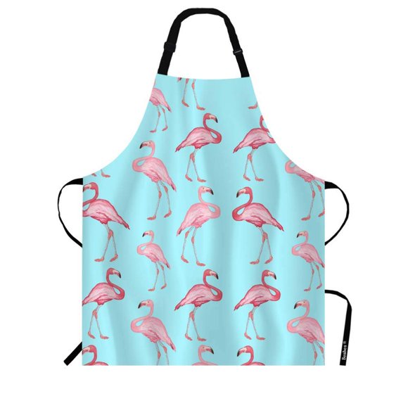 Beabes Delantal de chef con diseño de flamenco rosa, 27 x 31 pulgadas, diseño de pájaros rosas tropicales, animales en azul, delantales sin pelusas para barbacoa, parrilla, jardinería, cocina, con cor