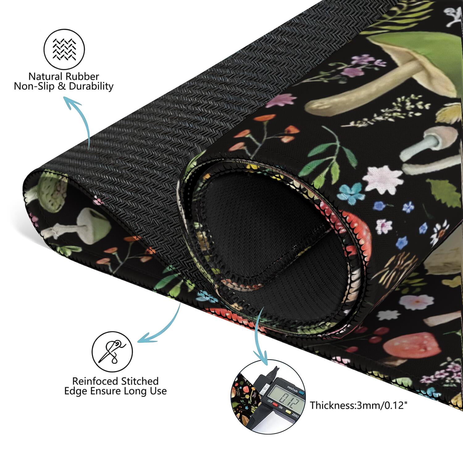 31.5 Inch Botanical Style Mahjong Mat Made of Rubber with Anti-Slip Non-Skid Backing and Noise Reduction Technology for Multi-Purpose Game Table Use