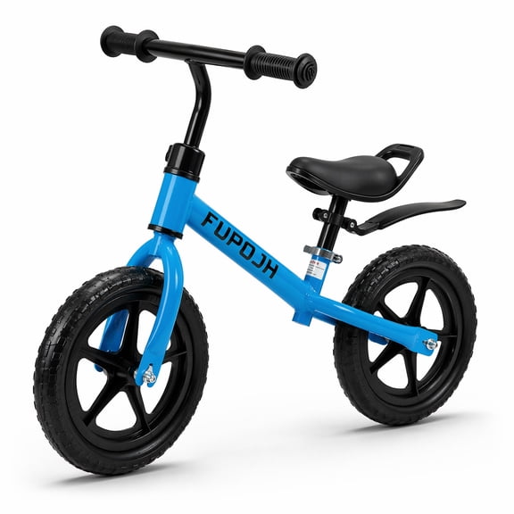 FUPOJH 12" Kids Balance Bike, Adjustable, EVA Silent Tires, Toddlers Ages 2-5,Blue
