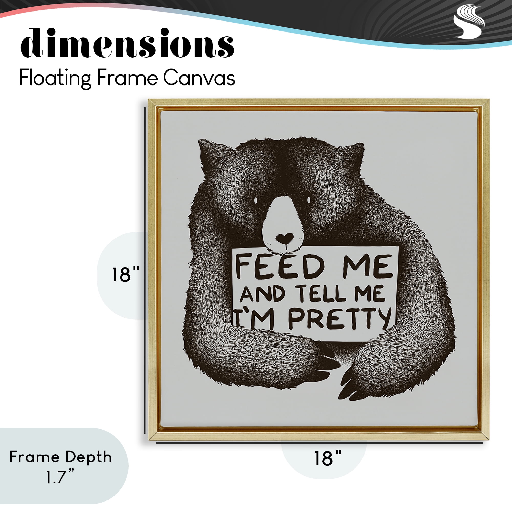Stupell Industries Feed & Tell Me I'm Pretty Gold Framed Floater Canvas Wall Art, design by Tobe Fonseca