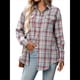 thumbnail image 2 of Camisa Abotonada para Mujer, Camisa A Cuadros, Larga, Solapa, Informal, para Negocios, Trabajo Rojo y Azul XXL, 2 of 10