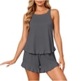 thumbnail image 5 of UAMVSH Pajama Sets for Women 2 Piece Ruffle Lounge Set Soft Crewneck Sleeveless Top with Shorts Sleepwear Set Cute Outfits, 5 of 7