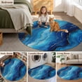 thumbnail image 5 of Blue and Gold Marble 5FT Round Area Rugs for Living Room 111 Modern Abstract Ocean Blue Gradient Ultra-Thin Non-Slip Round Rugs Machine Washable Low Pile Circle Carpet for Bedroom Kitchen Nursery, 5 of 9