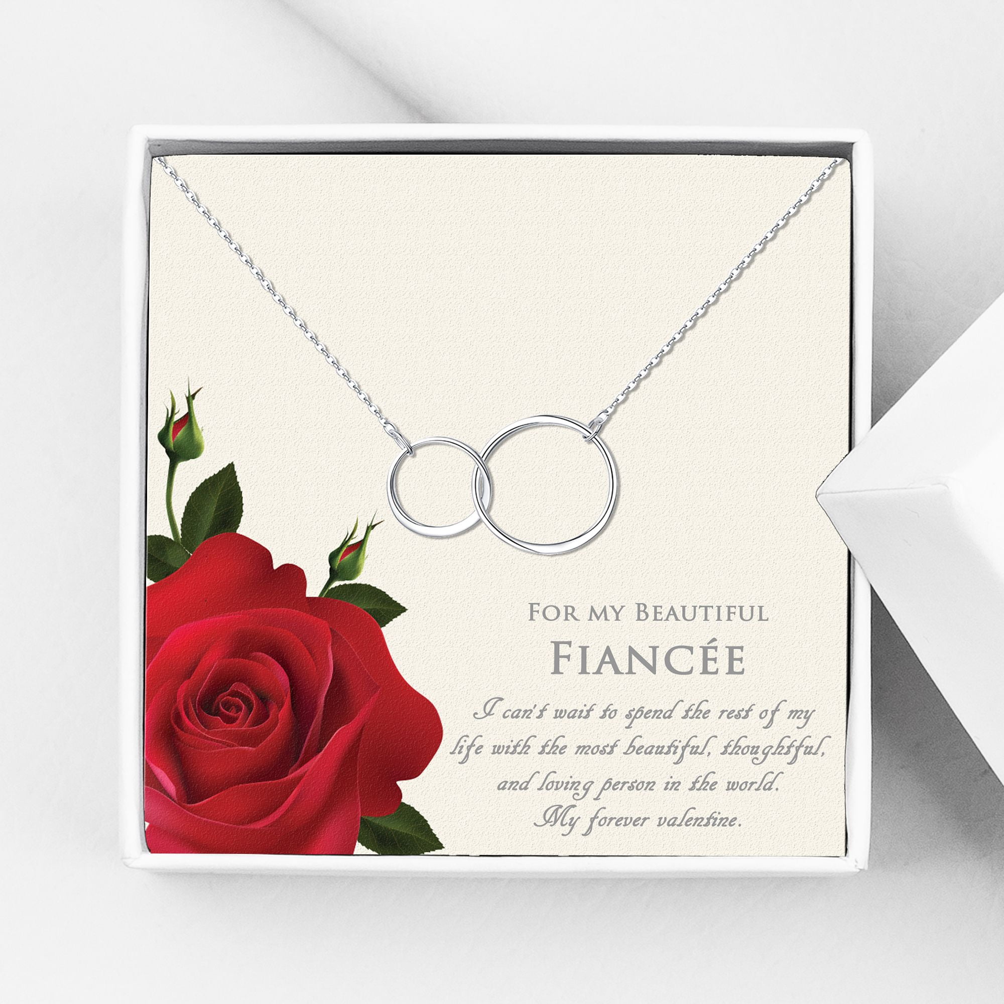 Anavia Mothers Day Gift for Fiancee Gift for Mothers Day Double Circle Necklace Necklace for Fiancee Engagement Gift Anniversary Gift Gift for Her- [Silver]