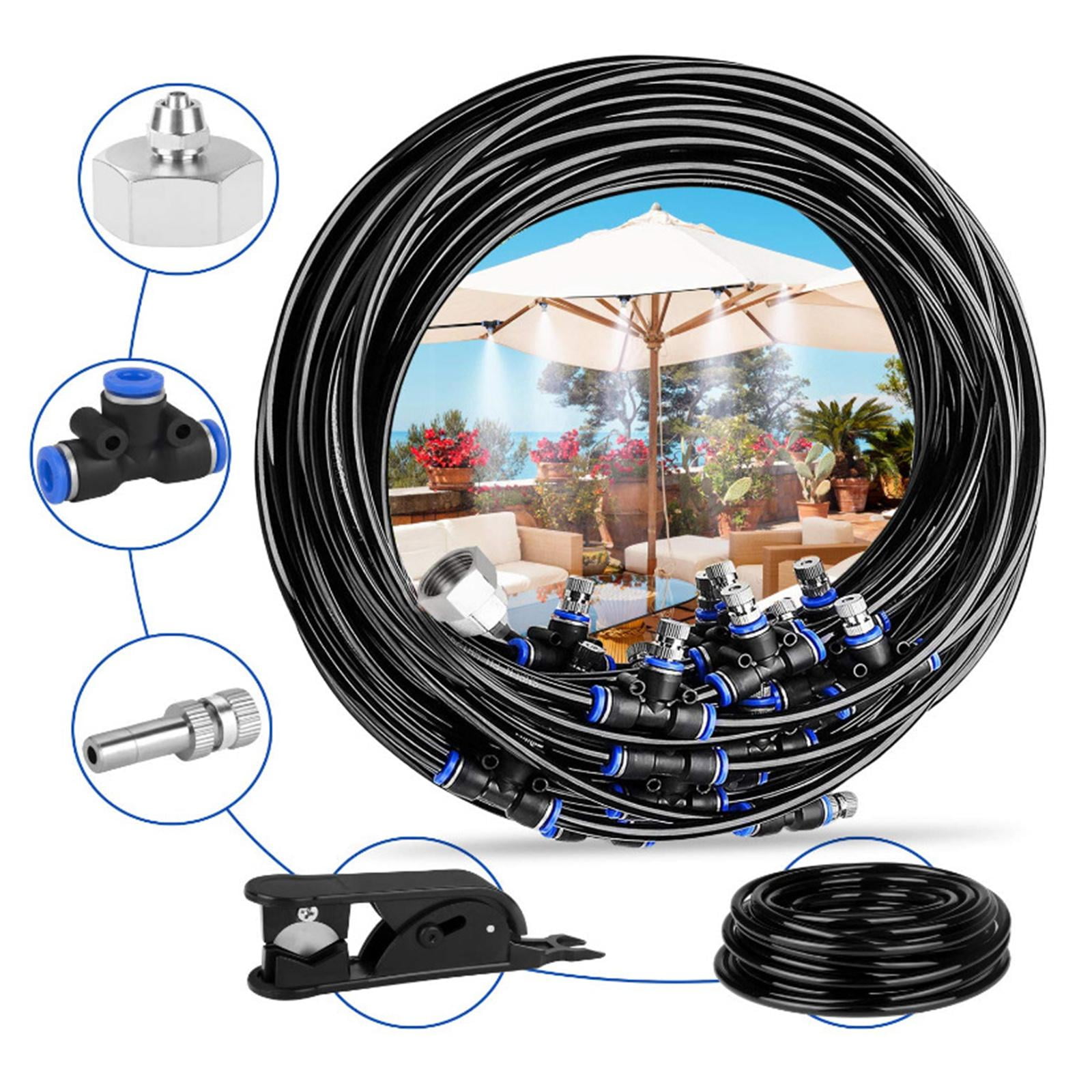 20m Outdoor Misting Cooling System Garden Irrigation Water Mister Nozzles Set 