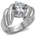 thumbnail image 2 of Luxe Jewelry Designs Women's Stainless Steel Engagement Ring with CZ Stone - Size 5 (Pack of 2), 2 of 2