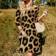 thumbnail image 3 of Leopard Print Texture Background Sweetheart Knot Flared Dress Fashion Design Large Size Loose Dress Spring Summer Women Dress, 3 of 9