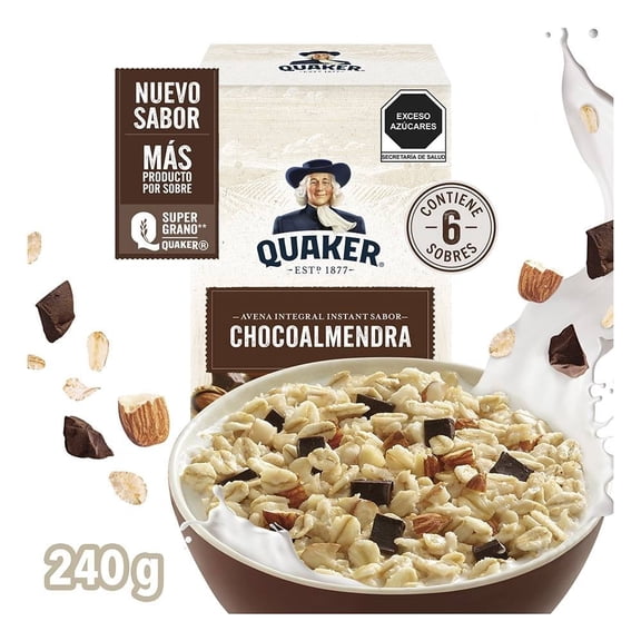 Avena integral Quaker instant sabor chocoalmendra 240 g