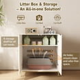 thumbnail image 3 of Stylish Cat Litter Box Enclosure, Modern Hidden Litter Box Furniture with Tall Legs, Side Entrance, and Dual Use as End Table for Living Room or Bedroom (White & Gold), 3 of 8