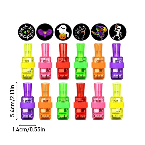 Halloween Finger Lights LED Finger Projector Lights with Neon Patterns Glow in Dark Party Favors Goodie Bag Stuffers for Kids Boys Girls Classroom Rewards Trick or Treat,A-12PCS
