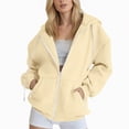 thumbnail image 5 of TOWED22 Womens Hoodies Zip Up Casual Long Sleeve Oversized Hoodie Y2K Full Zipper Fleece Preppy Sweatshirts Jackets,Light Yellow,M, 5 of 9