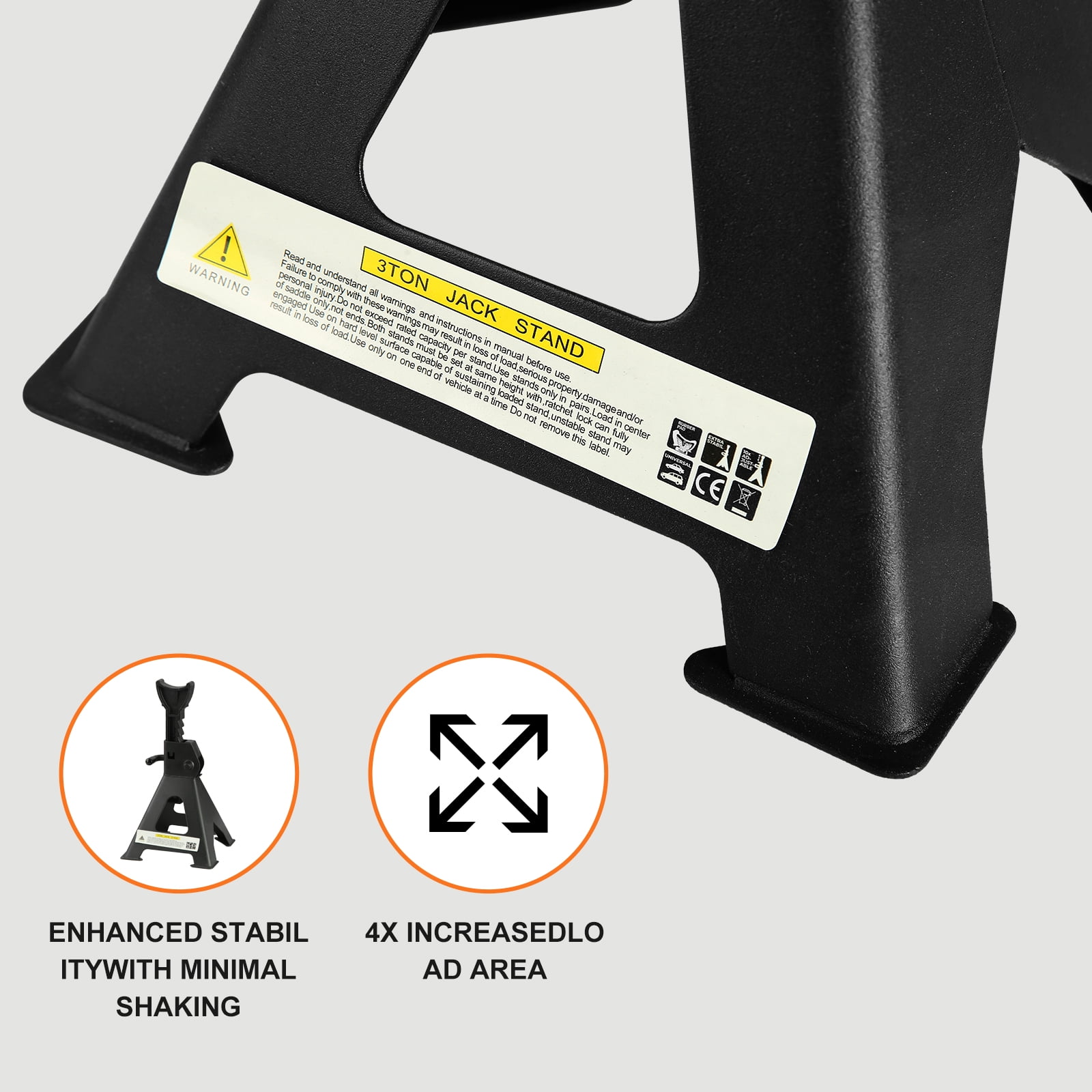 SIGLIN Heavy Duty Steel Jack Stand 3 Ton (6600 lb) With Double Locking and Large Foot Base, 2 Pack