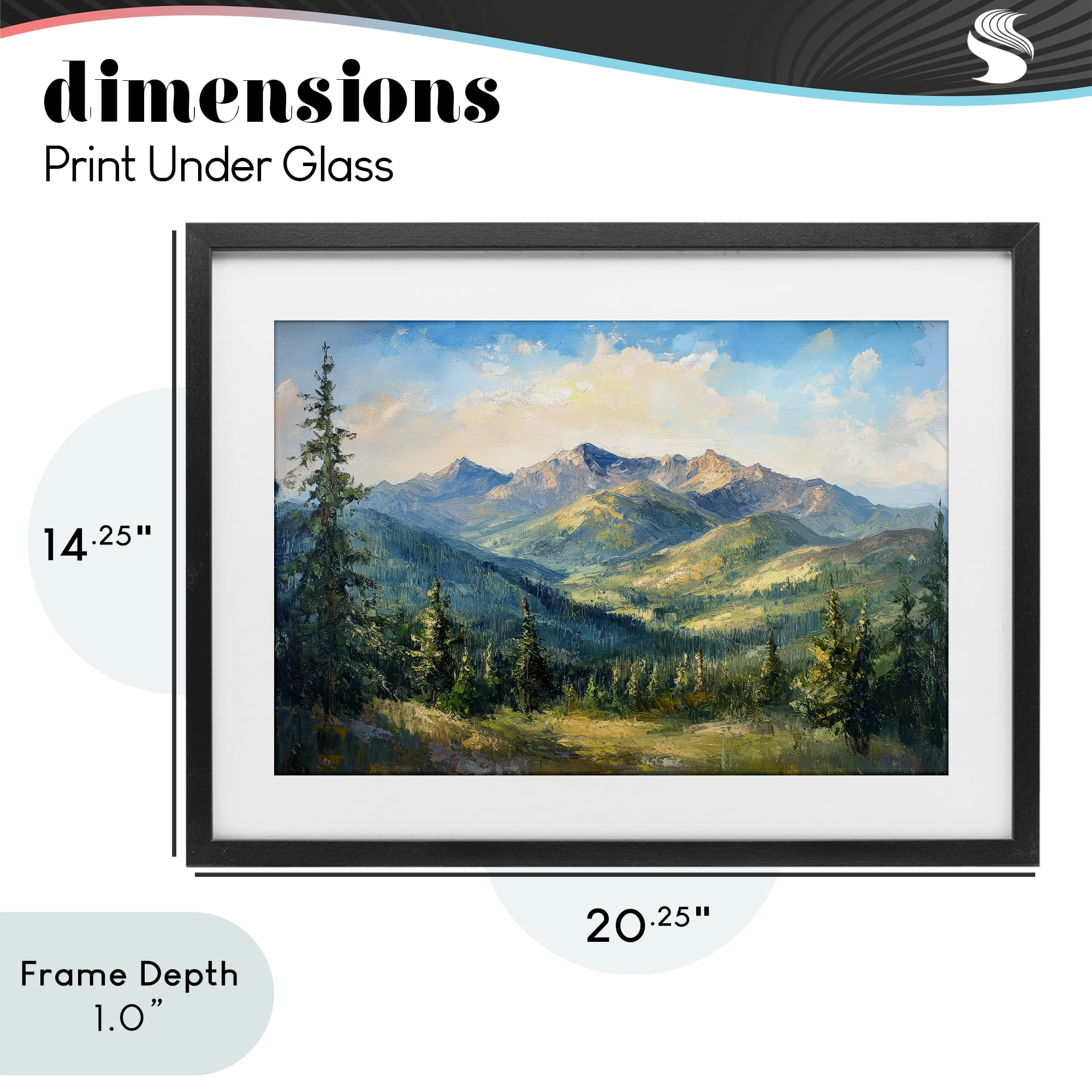 Stupell Industries Valley In The Mountains Black Framed Print Under Glass, design by Petal Prints Design