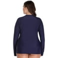 thumbnail image 3 of Charmo Womens Plus Size Long Sleeve Rash Guard Top Zipper Swimsuit Swim Shirt, 3 of 6