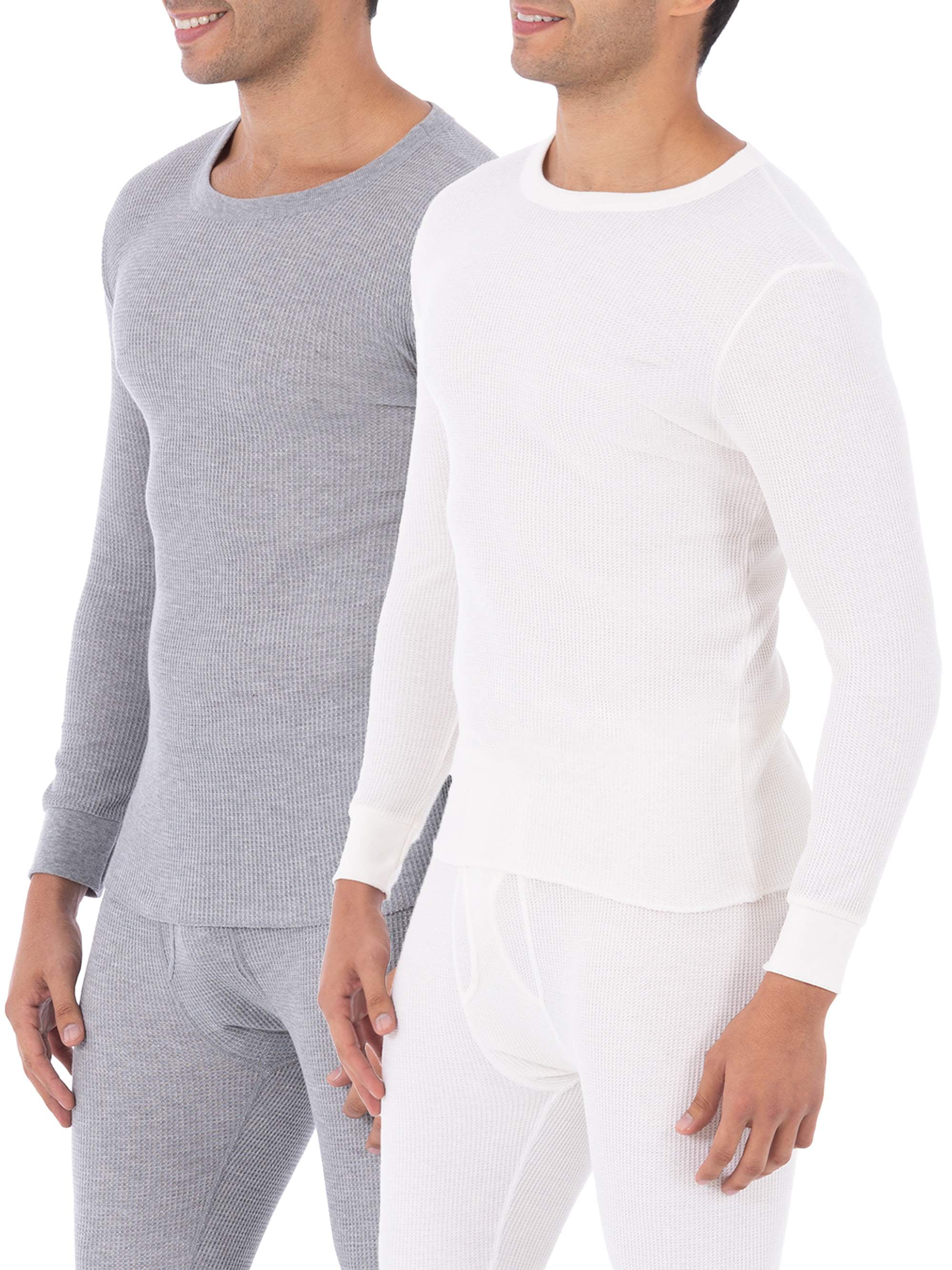 2 Pack Men Thermal Top Short Sleeve Heavy Duty Fabric Winter Underwear Top 