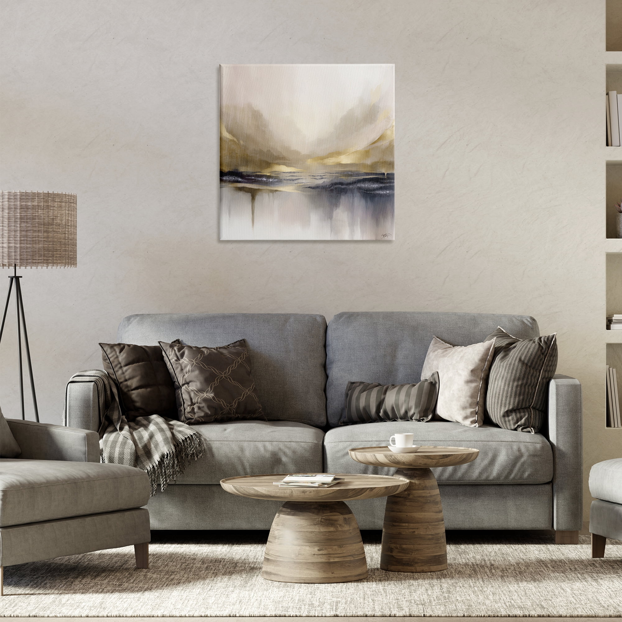 Stupell Industries Abstract Meadow Gold Accent Abstract Painting Wrapped Canvas Art Print Wall Art, 24 x 24