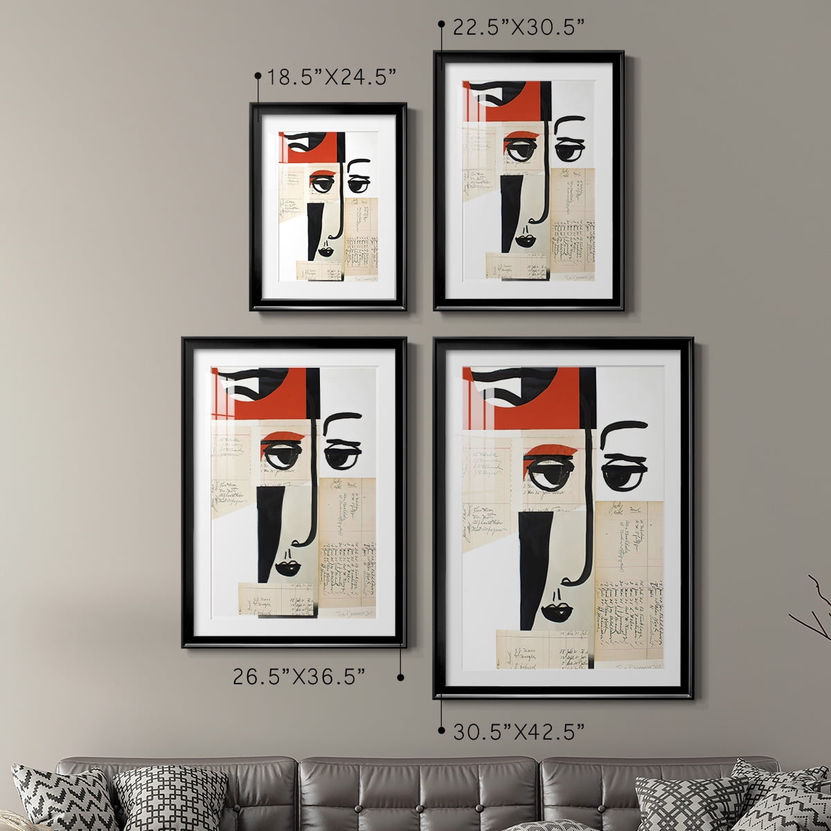 Wexford Home Faces of A Century III Premium Framed Print, 18.5" x 24.5" - Ready to Hang, Black (Set of 2)