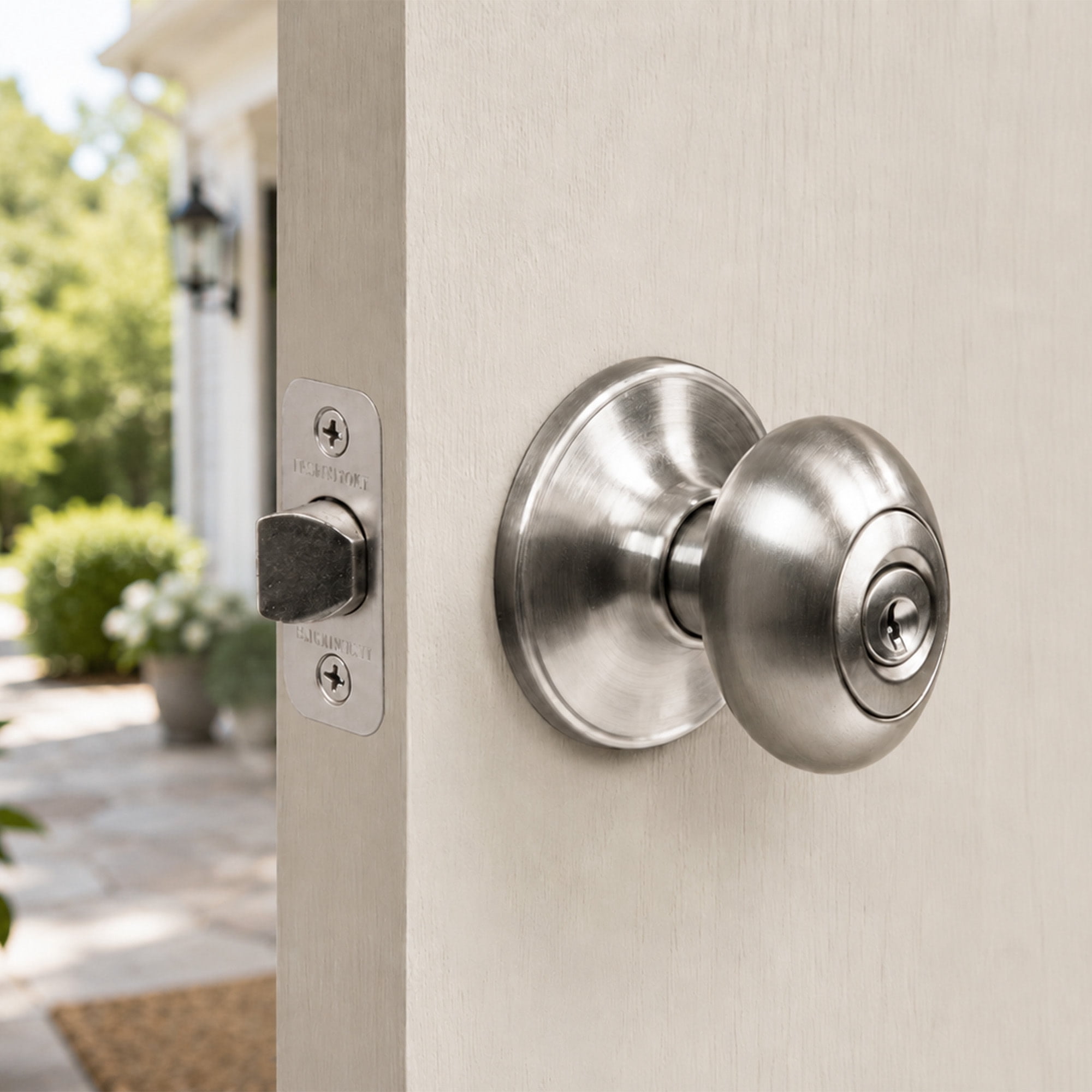 Satin Nickel Egg Keyed Entry Door Knob, Left and Right Hand, ANSI Grade 3, Fits 1-3/8 in. to 1-3/4 in. Doors