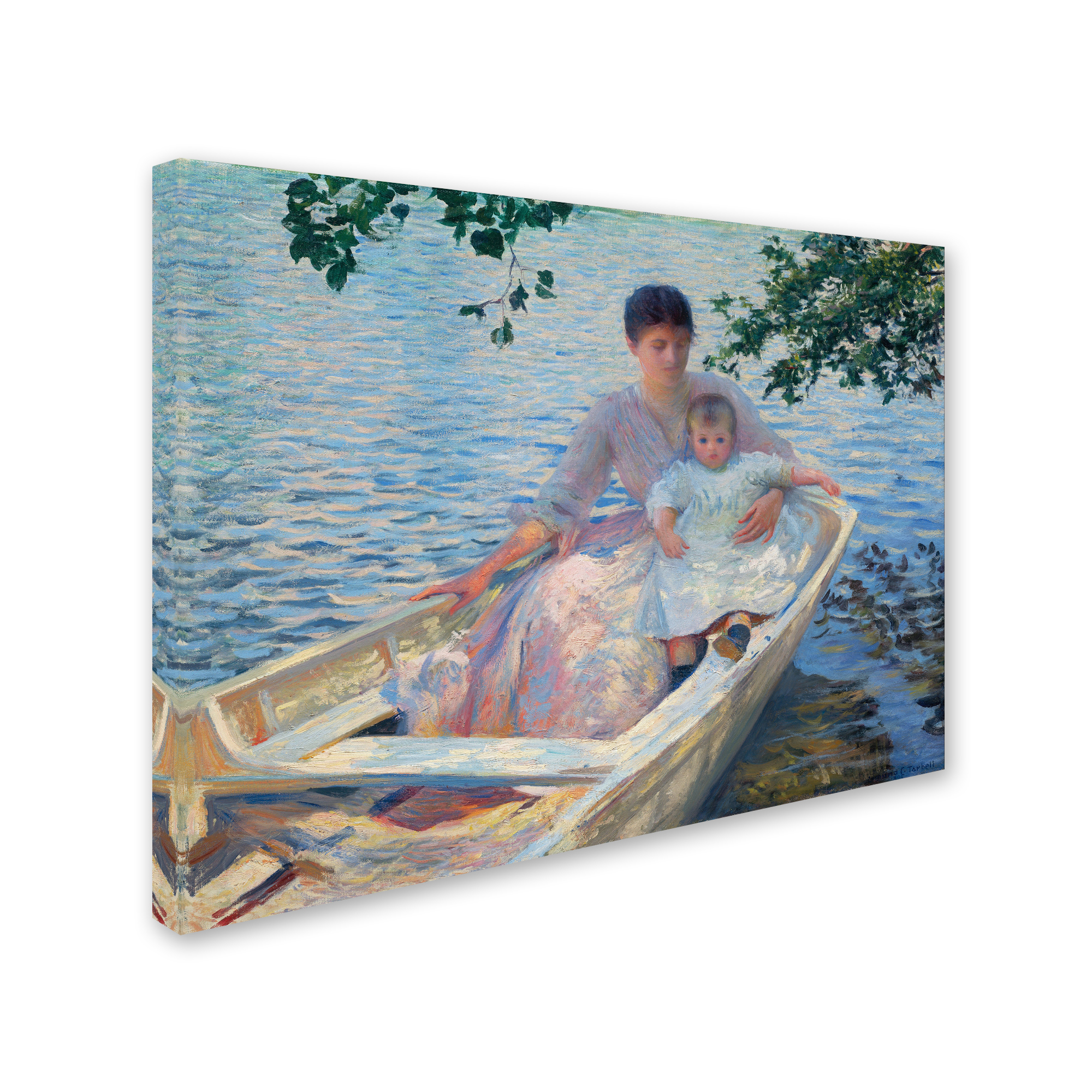 Edmund Tarbell 'Mother And Child In A Boat' Canvas Art