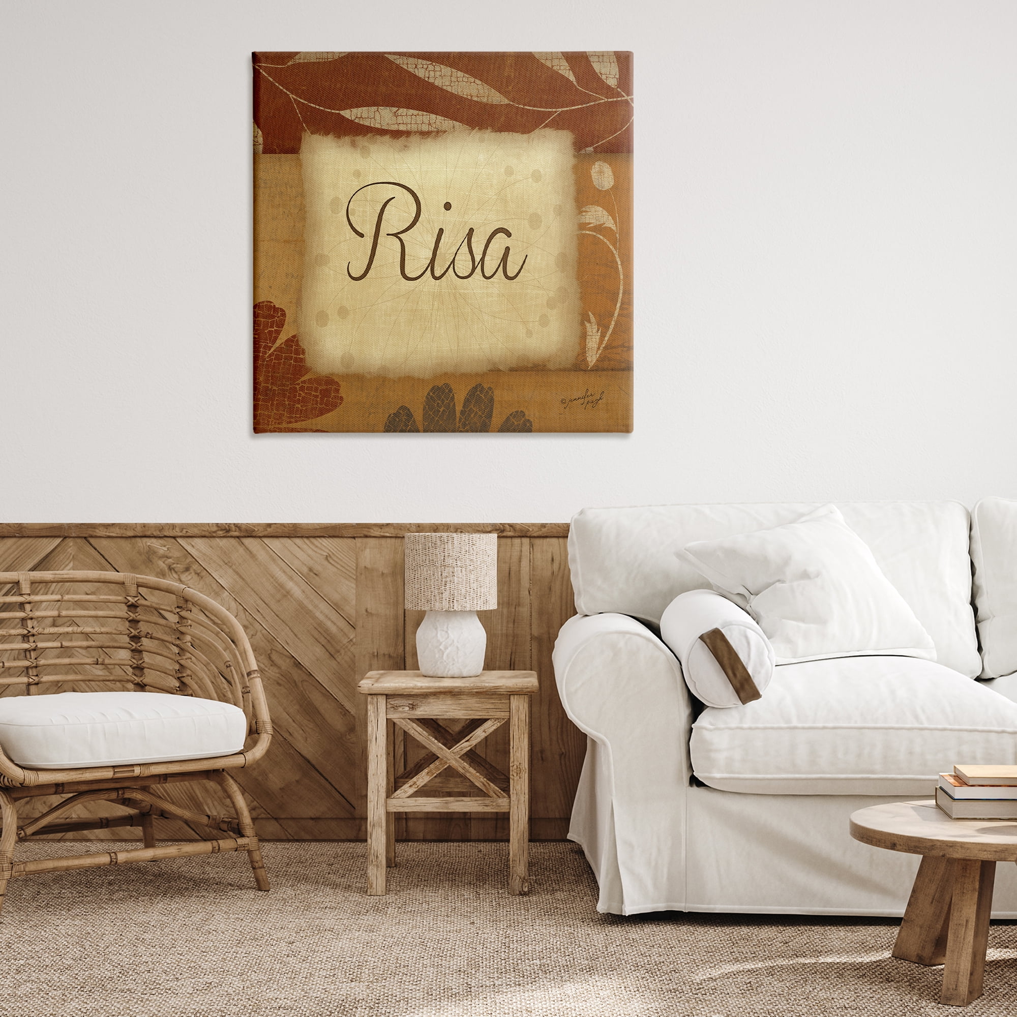 Stupell Industries Risa con Flores Tradicionales Typography and Symbols Painting Wrapped Canvas Art Print Wall Art, 36 x 36