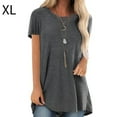 thumbnail image 1 of Camiseta de mujer con cuello redondo, manga corta, camiseta informal de color sólido, gris, XL Vogacara  AP001654-14, 1 of 5