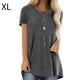 thumbnail image 1 of Camiseta de mujer con cuello redondo, manga corta, camiseta informal de color sólido, gris, XL sidaley  AP001654-14, 1 of 5