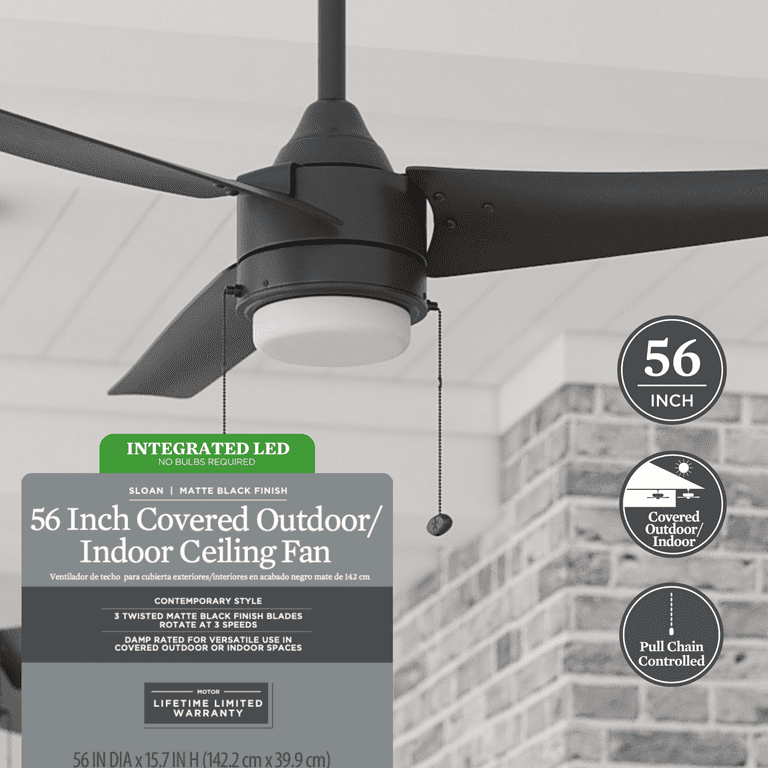 Better Homes & Gardens 56” Black Indoor/Outdoor Ceiling Fan