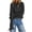 Black, variant on Wenini Women's Solid Round Neck Openwork Knit Sweater Pullover Top Long Sleeve Ruffle Cuff Casual Fall Winter Sweater Top