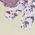 thumbnail image 5 of mgoYE Baby Girl Clothes 3-6 Months Premmie Newborn Baby Clothes Girl 0 3 6 9 Month Outfits Ribbed Romper Bell Bottoms Pants Hat Headband 4PCS Sets(Purple,0-3 Months), 5 of 6